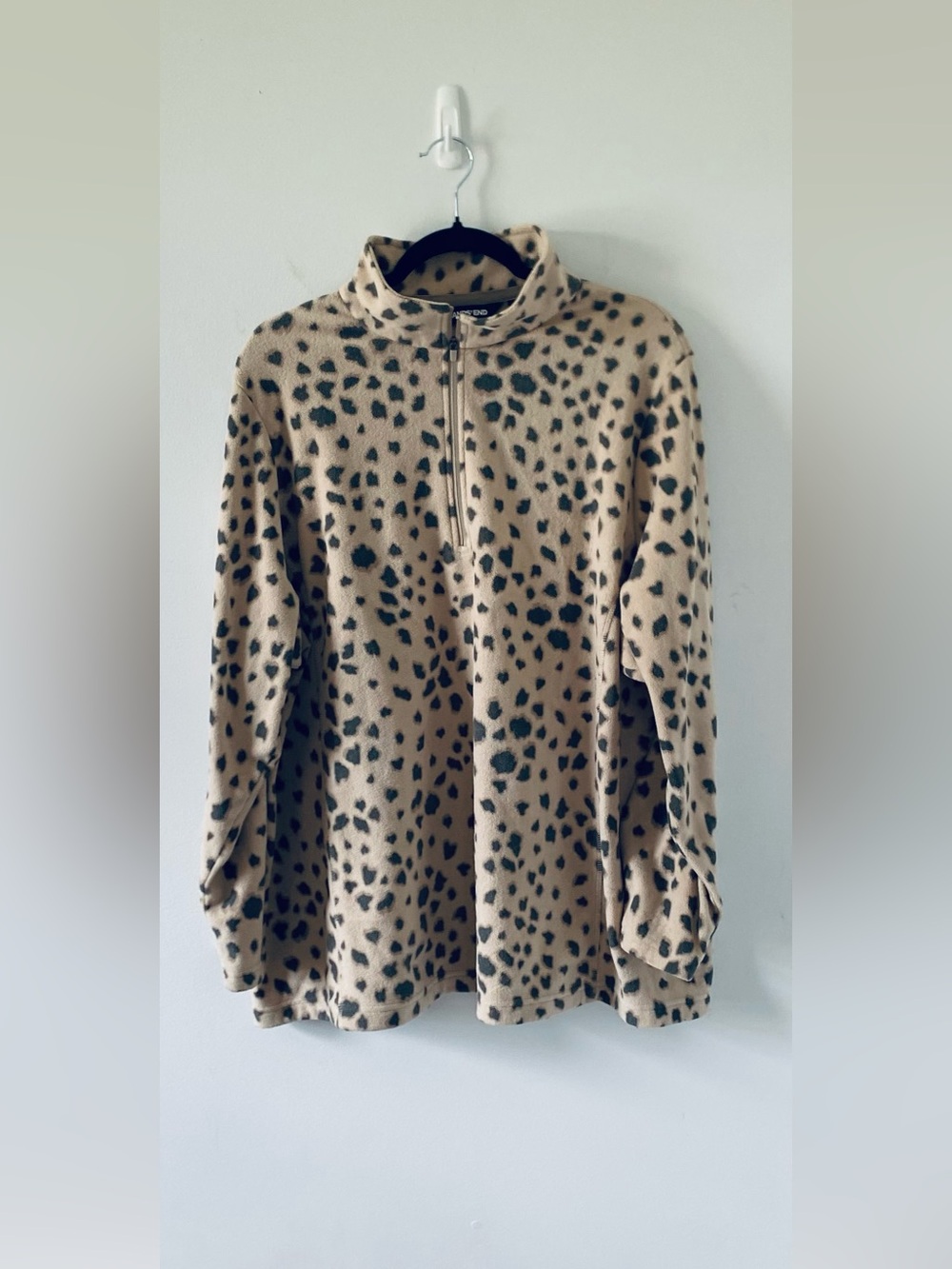 Women’s 2X Plus Size Cheetah Print Fleece Quarter Zip Pullover EUC Gorpcore Cozy